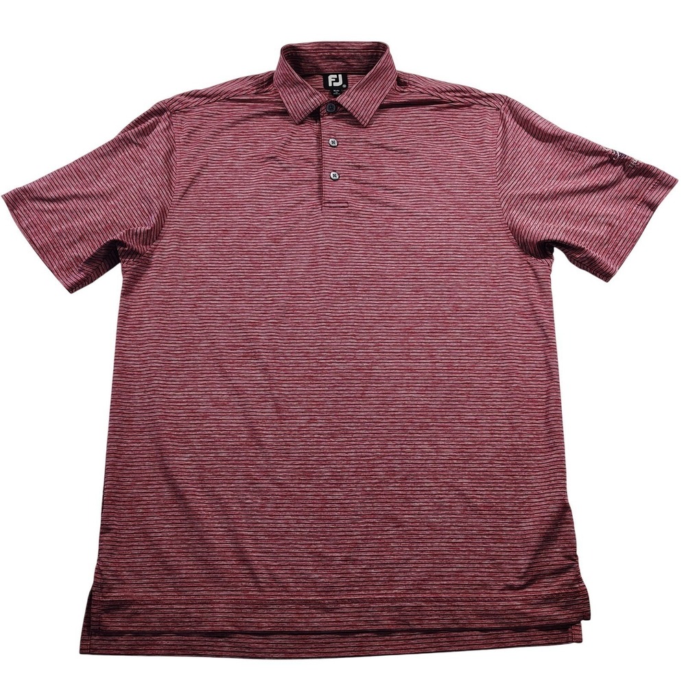 FootJoy Mens ProDry Performance Striped Golf Polo Shirt pink Navy Blue Size M
